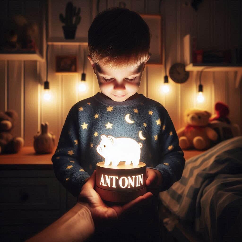 Veilleuse personnalisee avec le prenom antonin