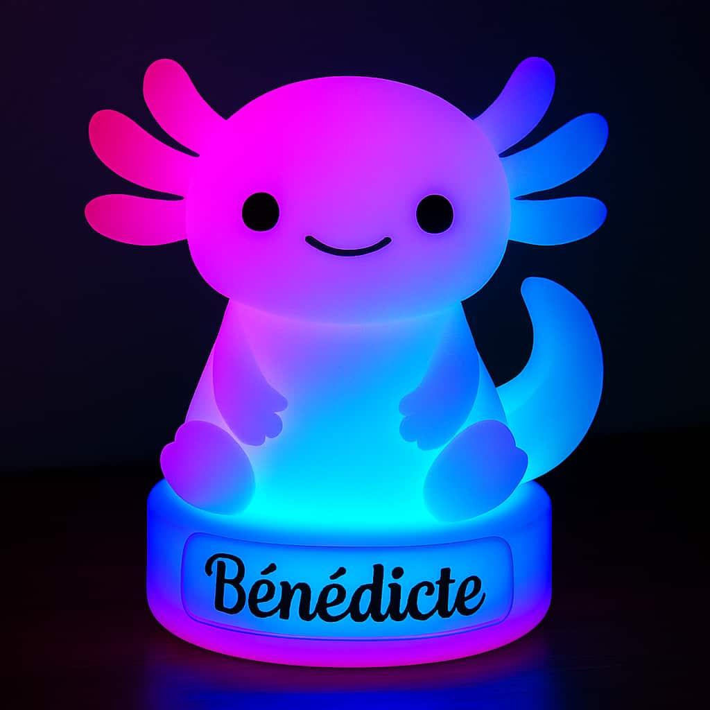 Veilleuse personnalisee avec le prenom benedicte theme stitch lumiere multicolore