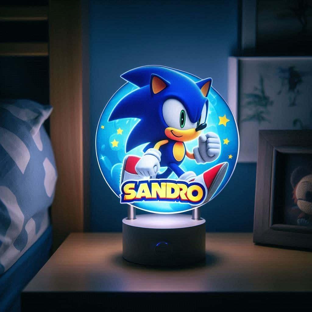 Veilleuse personnalisee avec le prenom sandro theme sonic