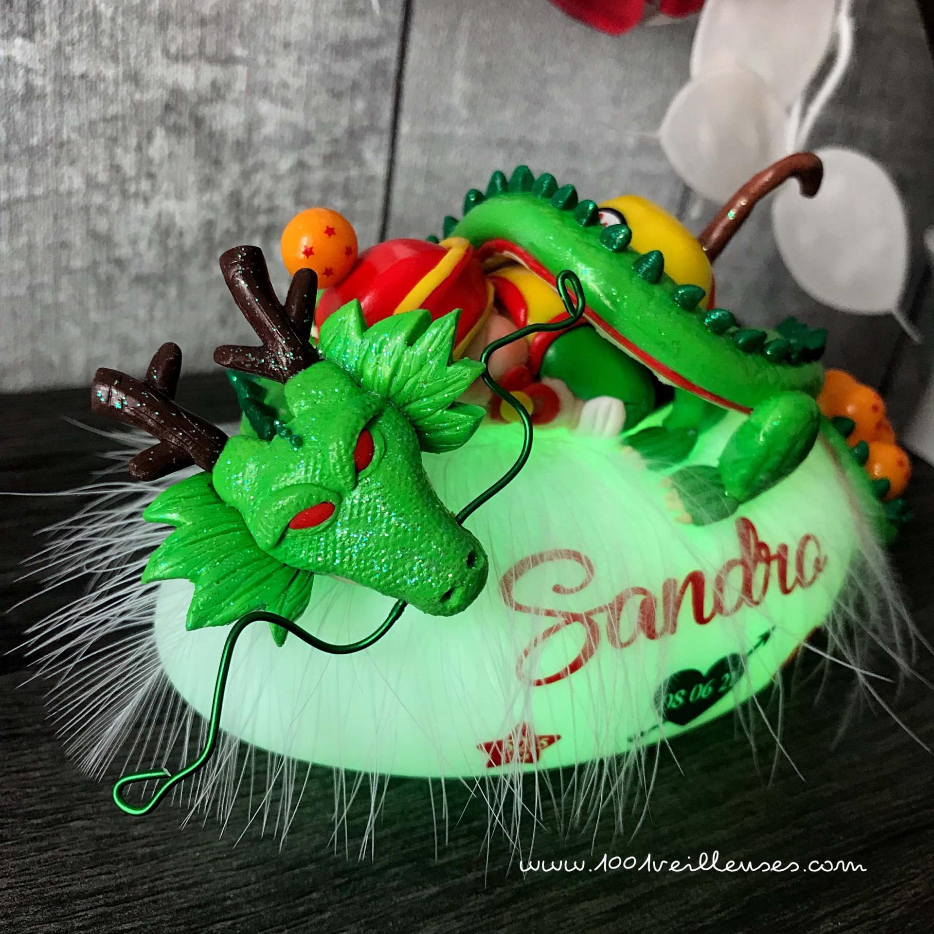 Veilleuse bébé sur mesure - thème dragon ball z - son gohan avec dragon shenron - cadeau enfant
