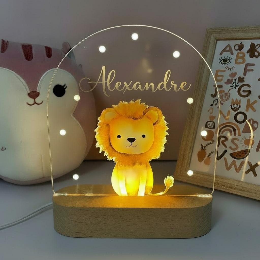 Veilleuse personnalisée lion avec le prénom Alexandre