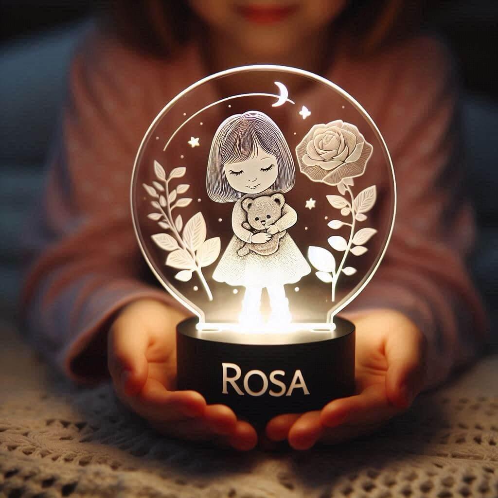 Veilleuse personnalisee pour fille acrylique avec le prenom rosa