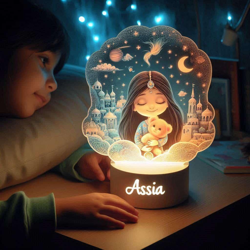 Veilleuse personnalisee pour fille avec le prenom assia