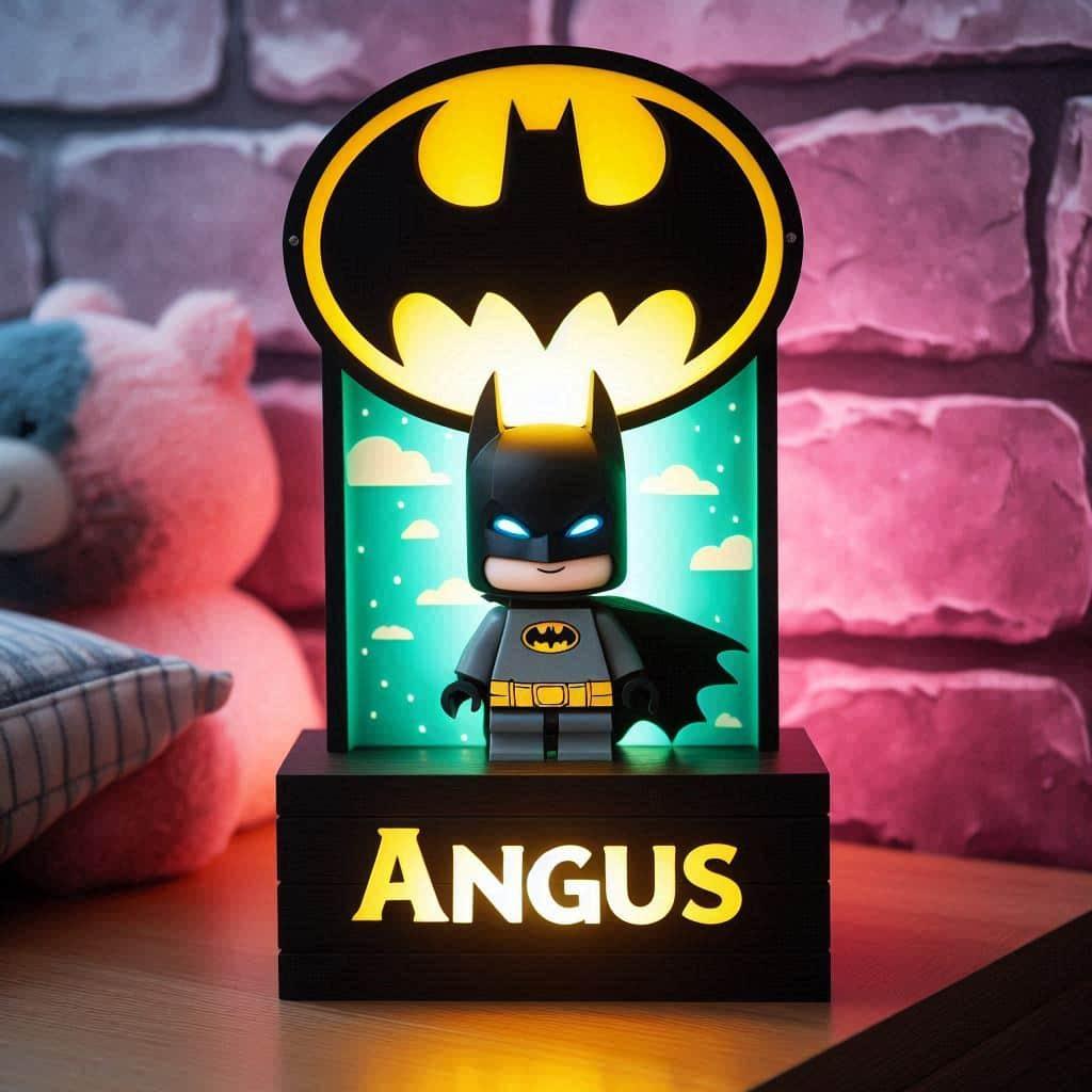Veilleuse personnalisee pour garcon prenom angus theme batman