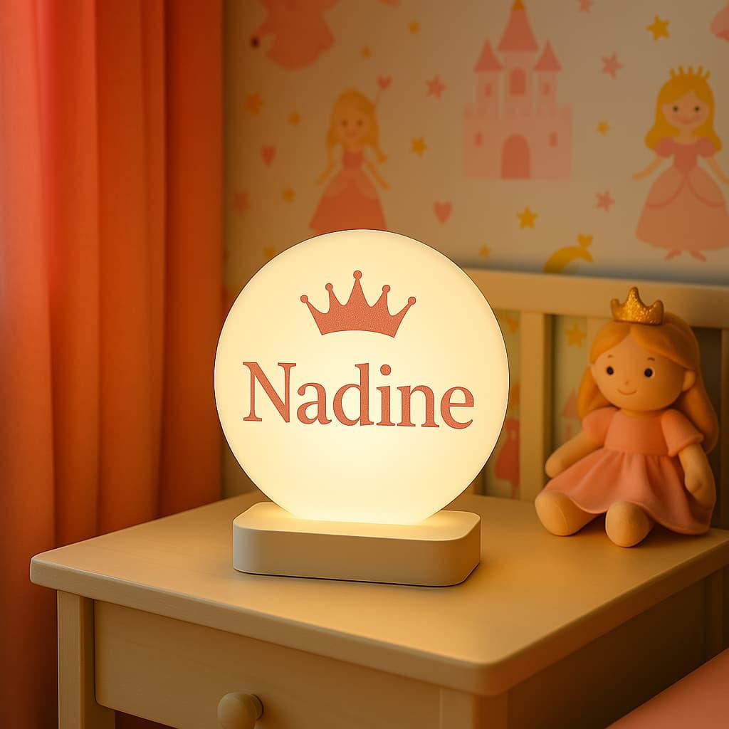Veilleuse personnalisee theme princesse avec le prenom nadine