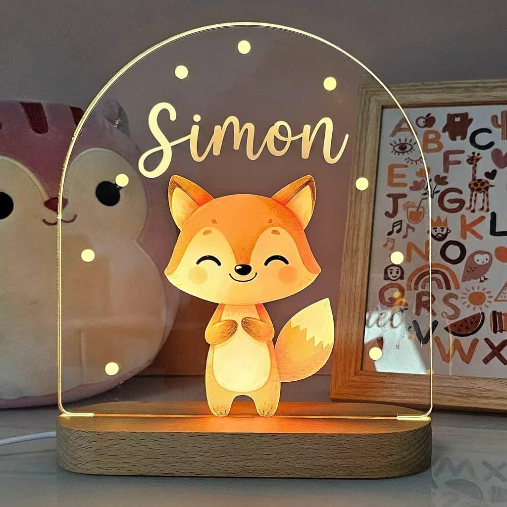 Veilleuse renard personnalisée au prénom Simon